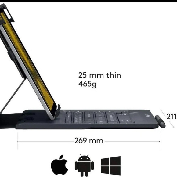 Logitech Universal Folio Tablet Keyboard Cover Case 10" iPad Android 920-008334 - Picture 5 of 6